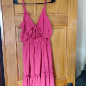 Pink Sleeveless Dress with Tie Front